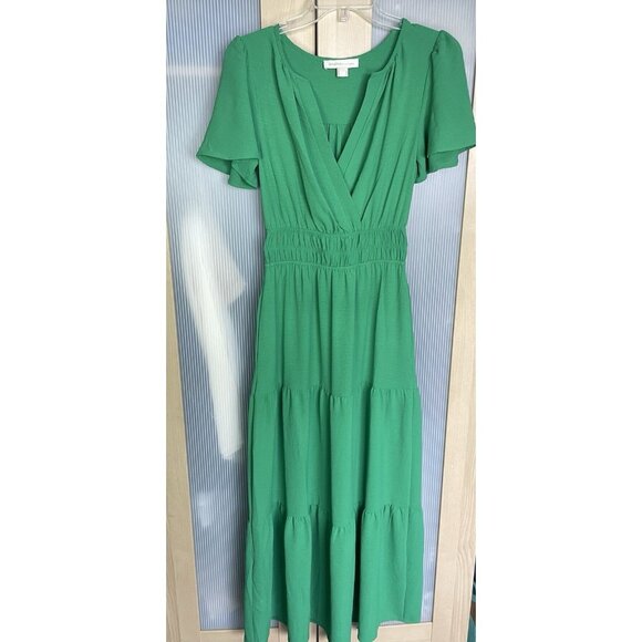 Monteau Dresses & Skirts - Monteau‎ Los Angeles Kelly Green Puff Sleeve Dress Women’s Sz S Beach Casual